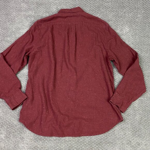 J. CREW Neppy Twill Shirt Men's Large Cranberry Red Brushed Flannel Button Down - Picture 6 of 16